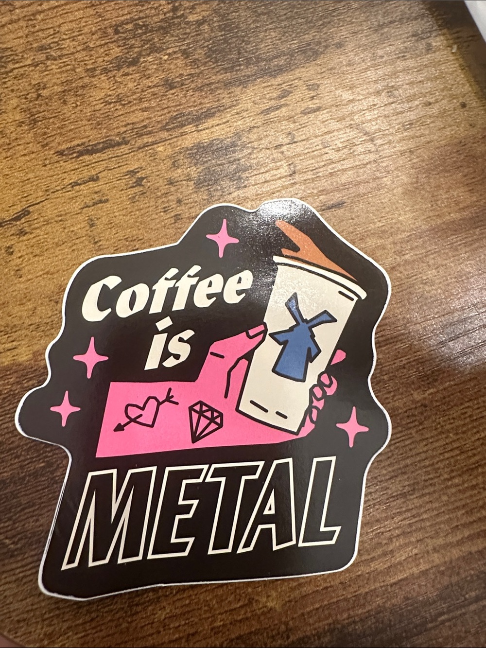 Dutch Bros Pink & Black "Coffee Is Metal" Sticker